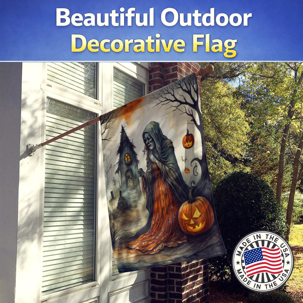 The Weeping Woman Spooky Halloween House Flag 28x40 Porch Sleeve Pole Decorative Outside Yard Banner Artwork Wall Hanging, Polyester