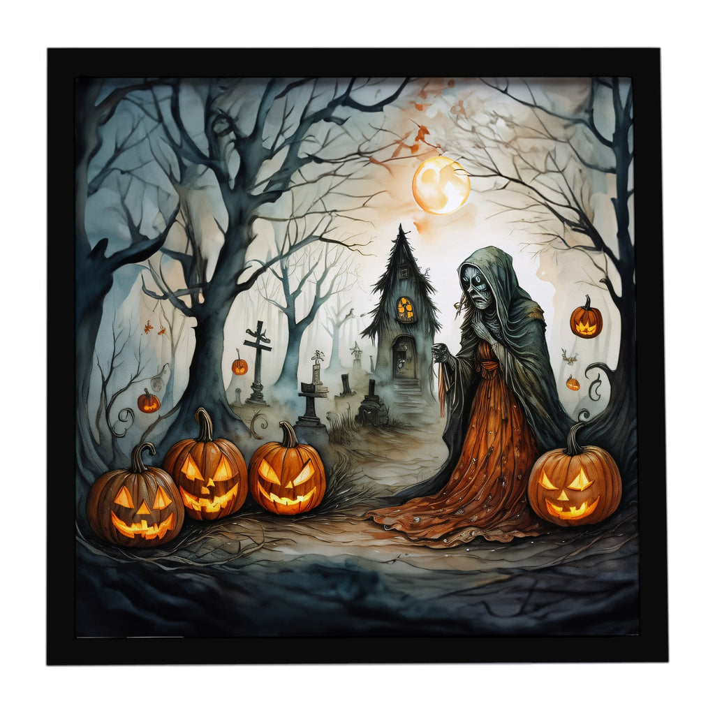 The Weeping Woman Spooky Halloween Framed Metal Print Bathroom, Kitchen, Office, Home Decor Wall Art Ready to Hang, Square, 8X8