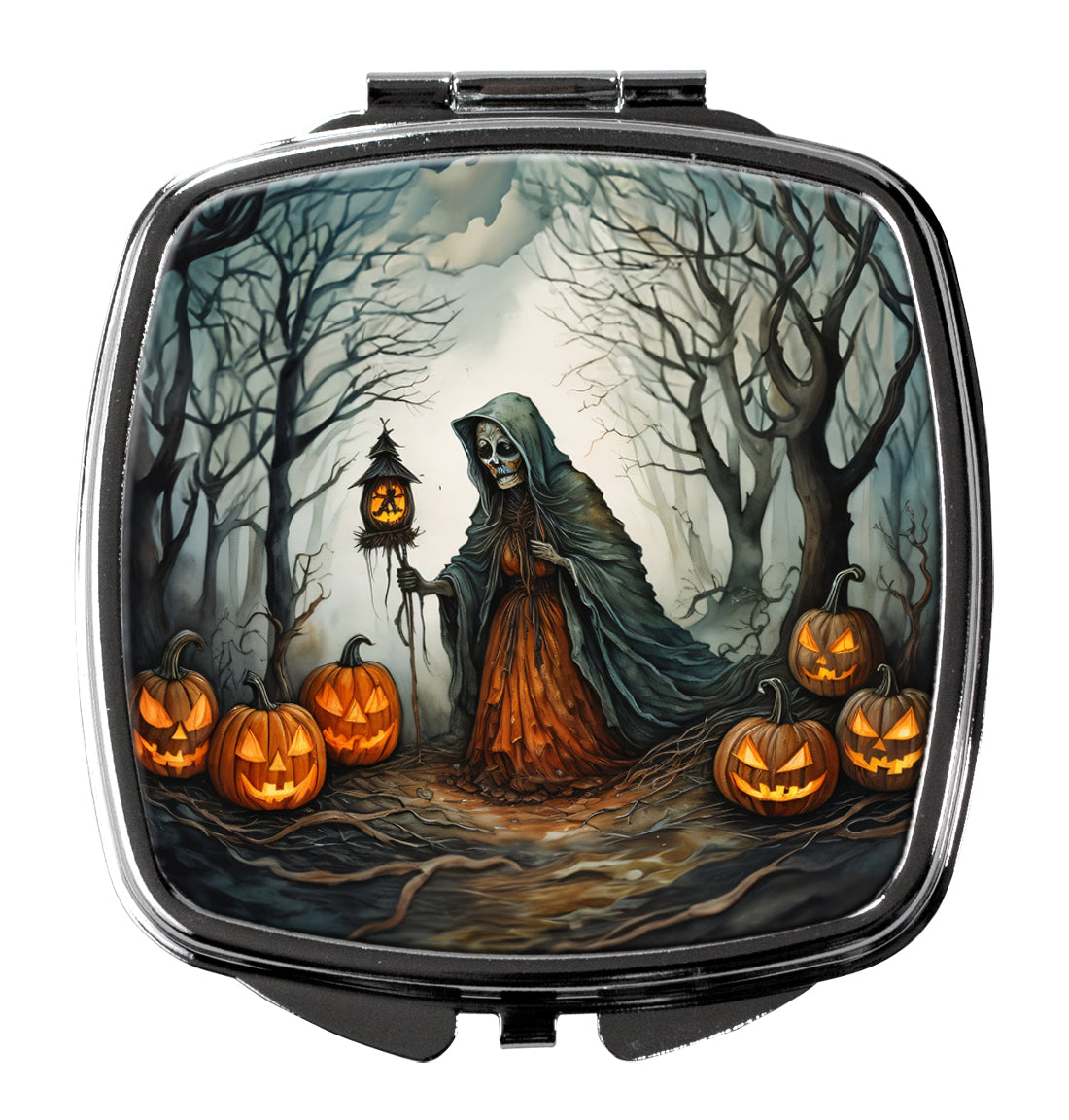 The Weeping Woman Spooky Halloween Compact Mirror Decorative Travel Makeup Mirror for Women Girls Gifts Pocket Makeup Mirror Folding Handheld