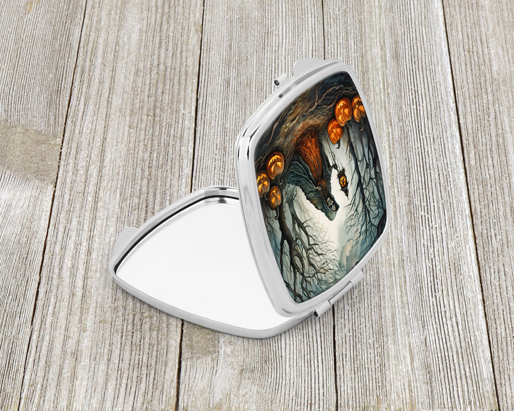The Weeping Woman Spooky Halloween Compact Mirror Decorative Travel Makeup Mirror for Women Girls Gifts Pocket Makeup Mirror Folding Handheld