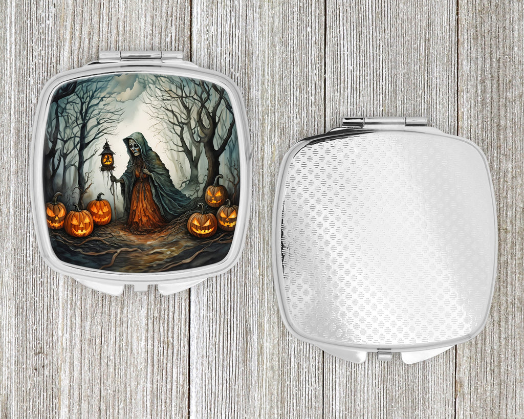 The Weeping Woman Spooky Halloween Compact Mirror Decorative Travel Makeup Mirror for Women Girls Gifts Pocket Makeup Mirror Folding Handheld