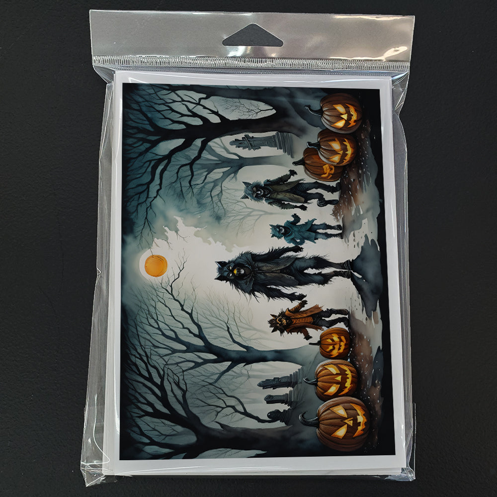 Werewolves Spooky Halloween Greeting Cards Pack of 8 Blank Cards with Envelopes Whimsical A7 Size 5x7