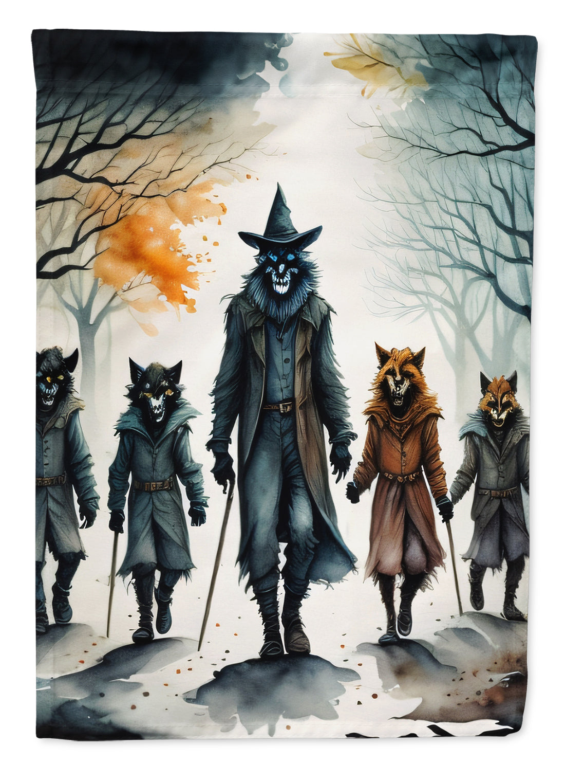 Werewolves Spooky Halloween House Flag 28x40 Porch Sleeve Pole Decorative Outside Yard Banner Artwork Wall Hanging, Polyester