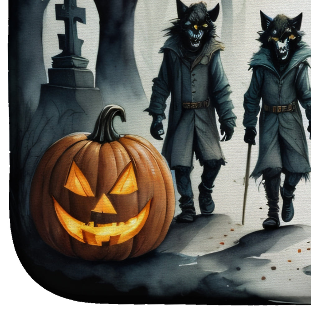Werewolves Spooky Halloween Dish Drying Mat Absorbent Dish Drying Mat Pad for Kitchen Counter Dish Drainer Mat for Countertop, 14 x 21", Multicolor