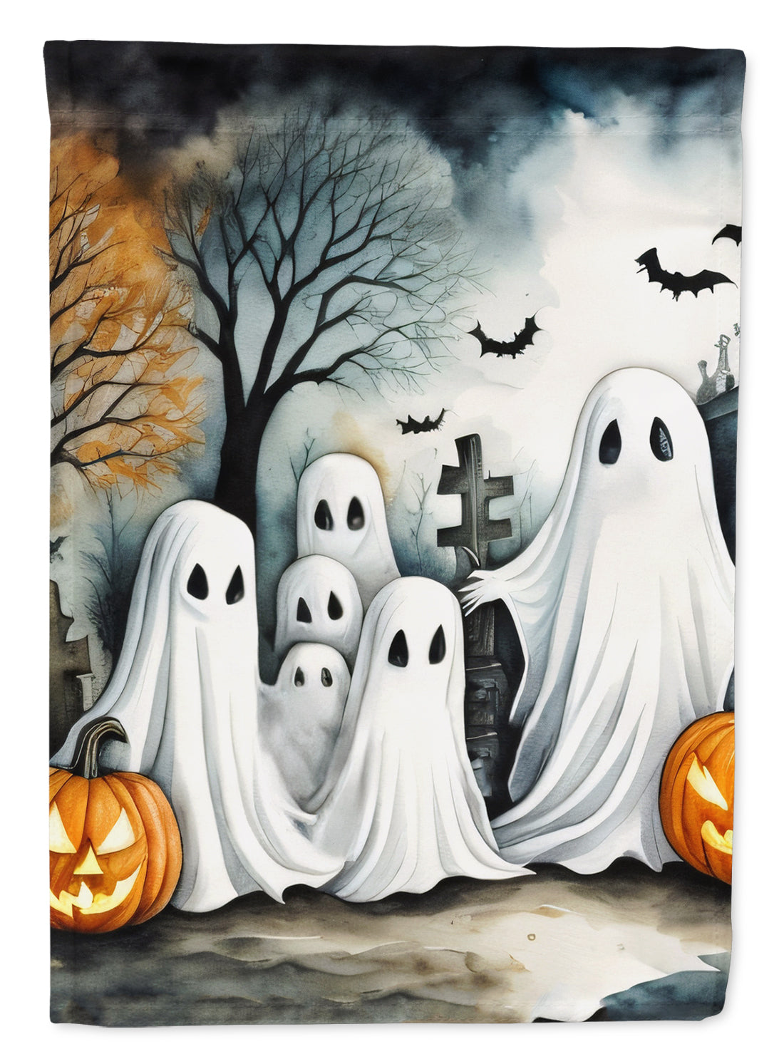 Ghosts Spooky Halloween House Flag 28x40 Porch Sleeve Pole Decorative Outside Yard Banner Artwork Wall Hanging, Polyester