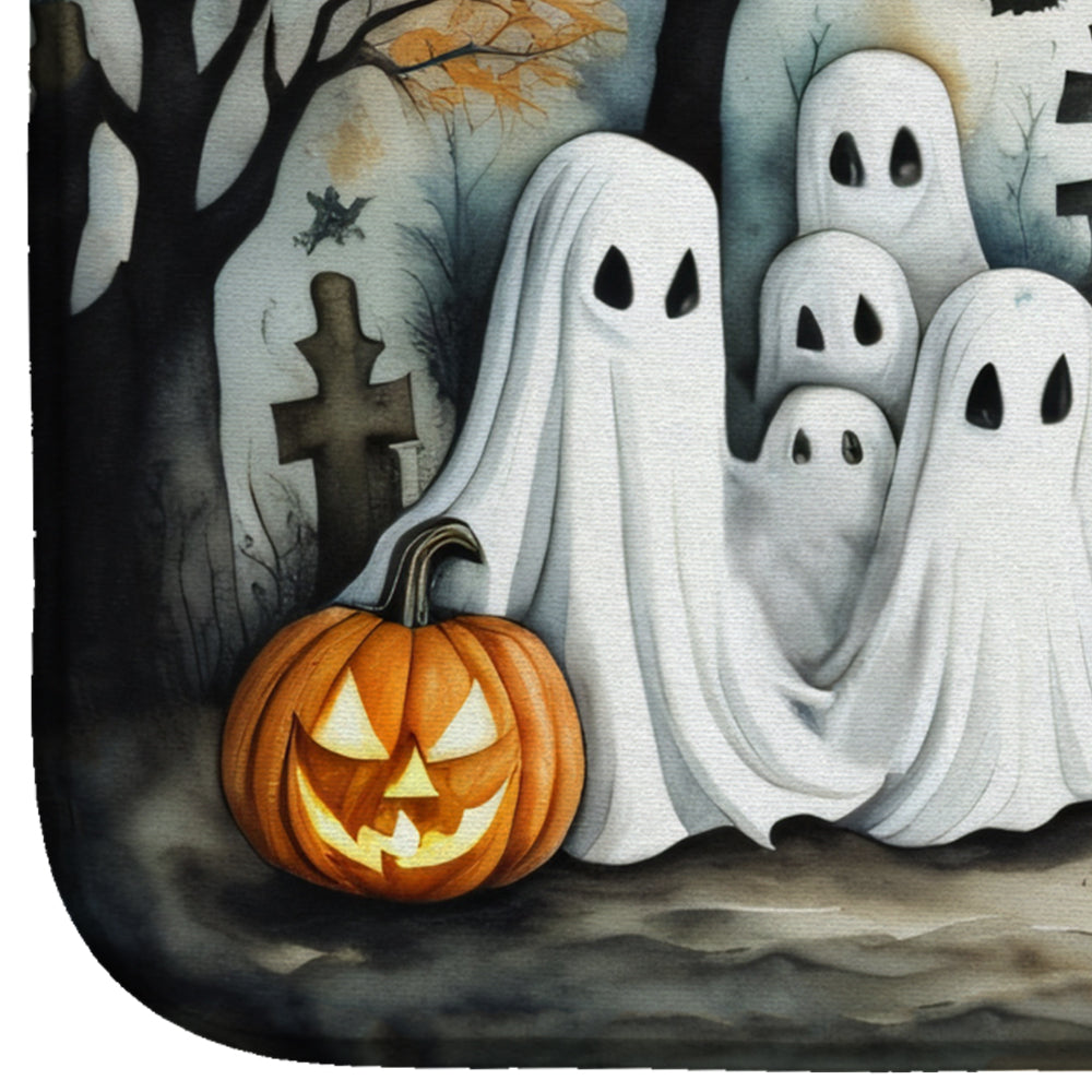 Ghosts Spooky Halloween Dish Drying Mat Absorbent Dish Drying Mat Pad for Kitchen Counter Dish Drainer Mat for Countertop, 14 x 21", Multicolor
