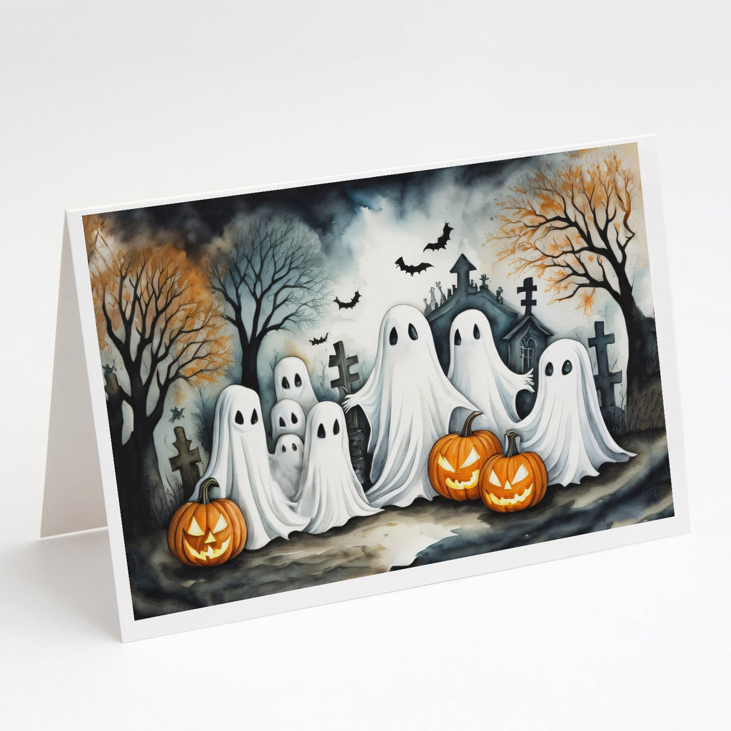 Ghosts Spooky Halloween Greeting Cards Pack of 8 Blank Cards with Envelopes Whimsical A7 Size 5x7
