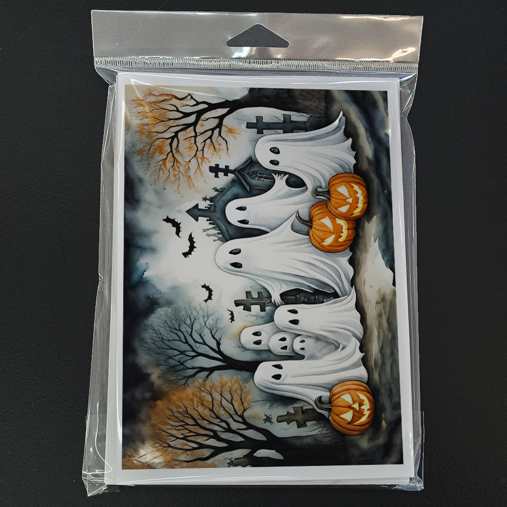 Ghosts Spooky Halloween Greeting Cards Pack of 8 Blank Cards with Envelopes Whimsical A7 Size 5x7
