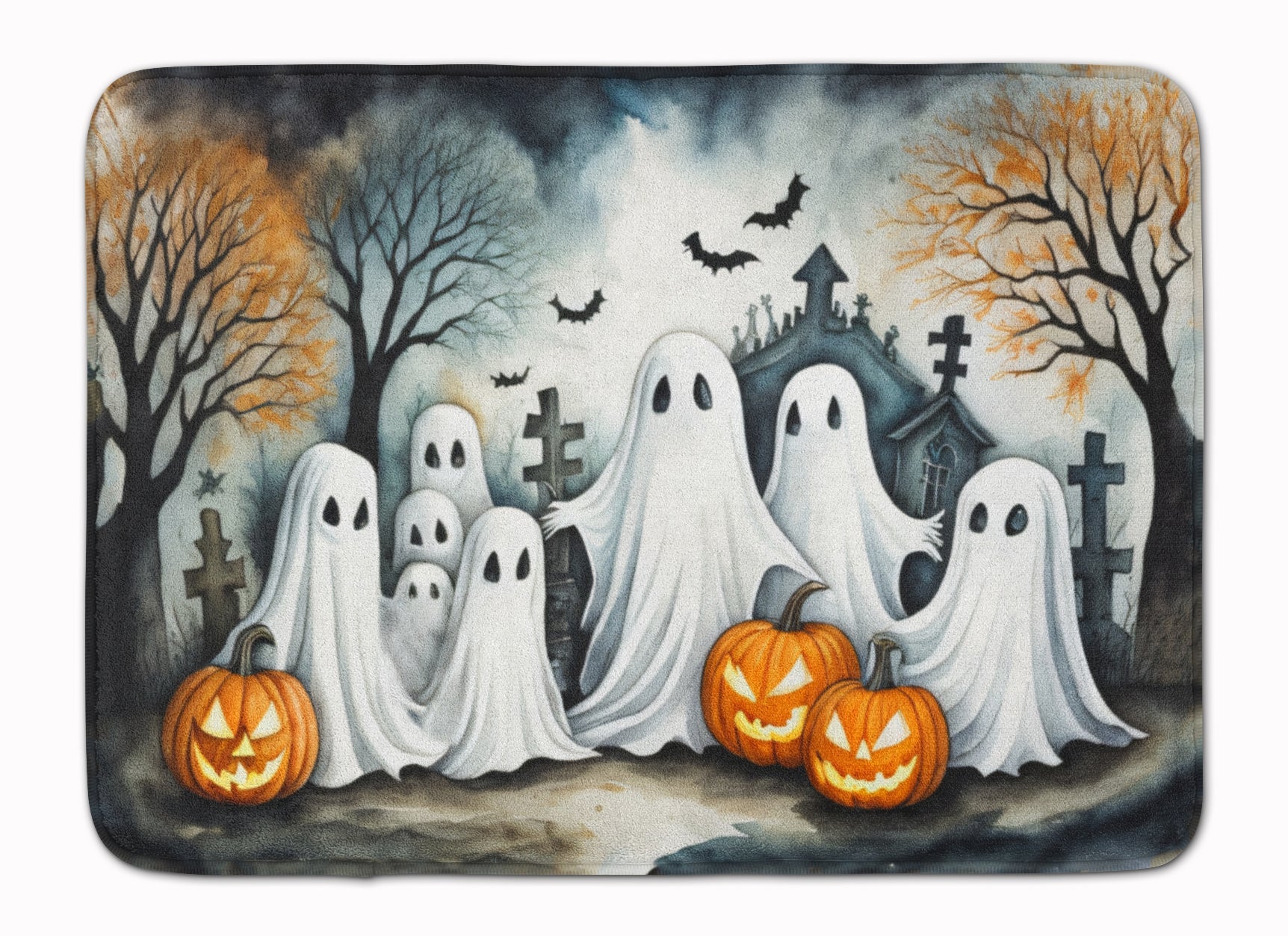 Ghosts Spooky Halloween Memory Foam Kitchen Mat Machine Washable Anti-Fatigue Cushion Comfort Bath or Kitchen Rug