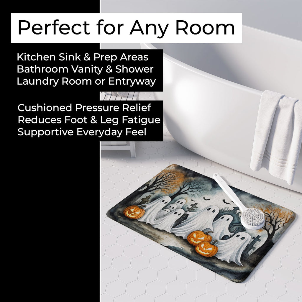 Ghosts Spooky Halloween Memory Foam Kitchen Mat Machine Washable Anti-Fatigue Cushion Comfort Bath or Kitchen Rug