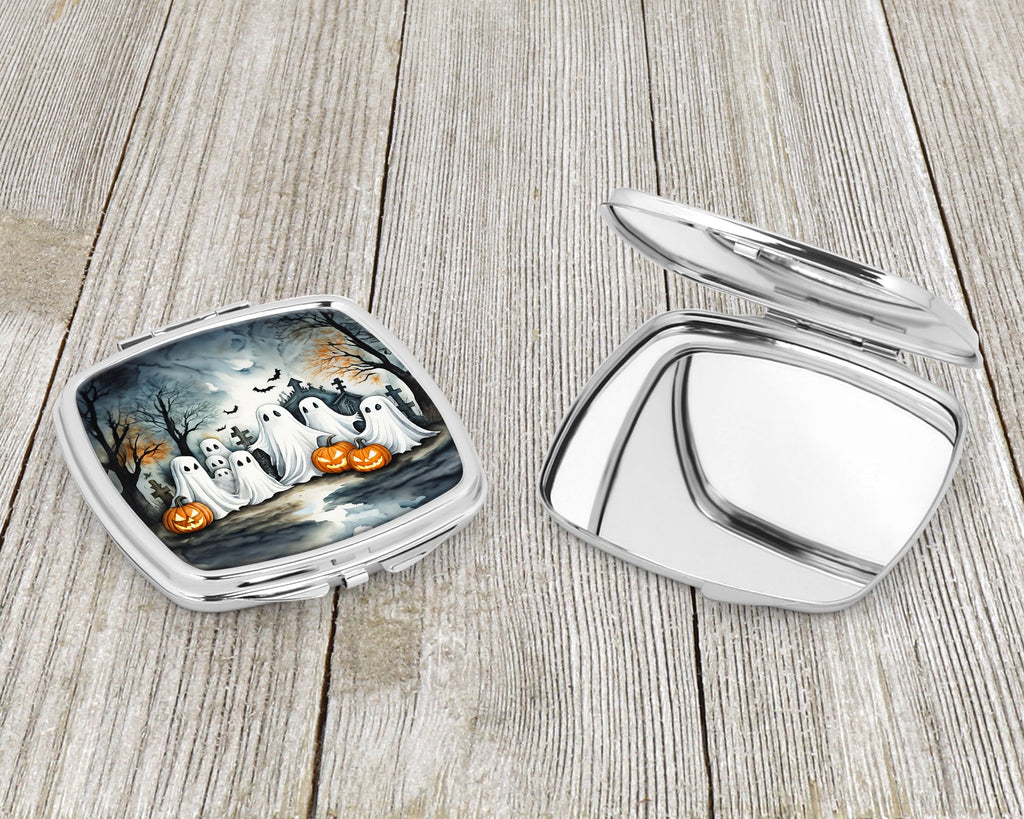 Ghosts Spooky Halloween Compact Mirror Decorative Travel Makeup Mirror for Women Girls Gifts Pocket Makeup Mirror Folding Handheld