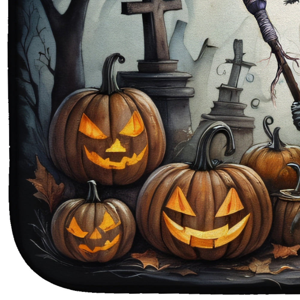 Witch Spooky Halloween Dish Drying Mat Absorbent Dish Drying Mat Pad for Kitchen Counter Dish Drainer Mat for Countertop, 14 x 21", Multicolor