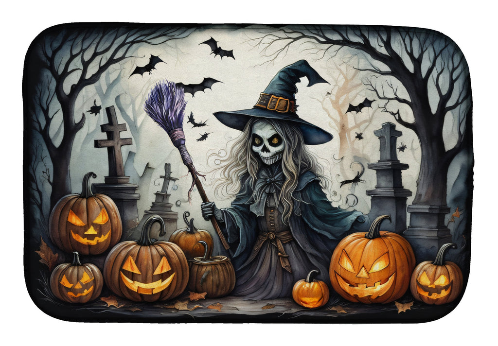 Witch Spooky Halloween Dish Drying Mat Absorbent Dish Drying Mat Pad for Kitchen Counter Dish Drainer Mat for Countertop, 14 x 21", Multicolor