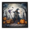 Witch Spooky Halloween Framed Metal Print Bathroom, Kitchen, Office, Home Decor Wall Art Ready to Hang, Square, 8X8