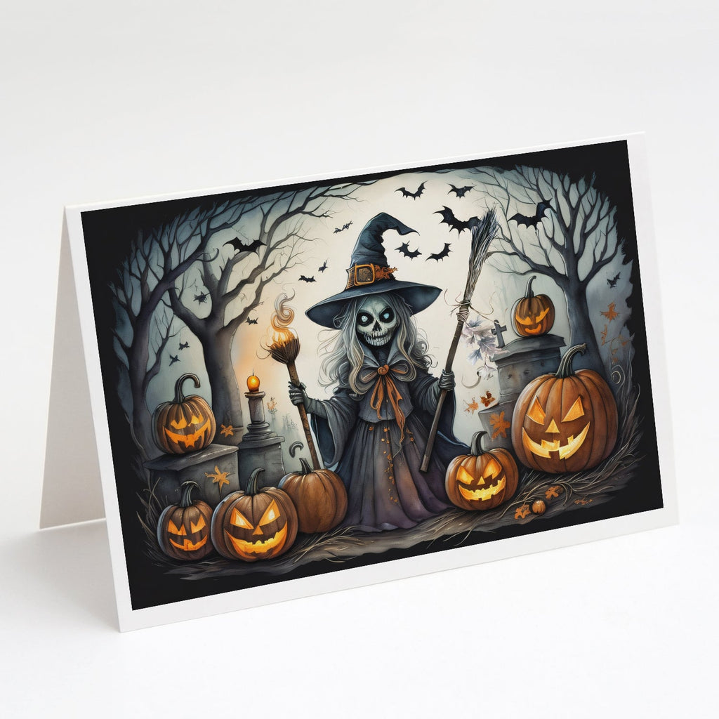 Witch Spooky Halloween Greeting Cards Pack of 8 Blank Cards with Envelopes Whimsical A7 Size 5x7