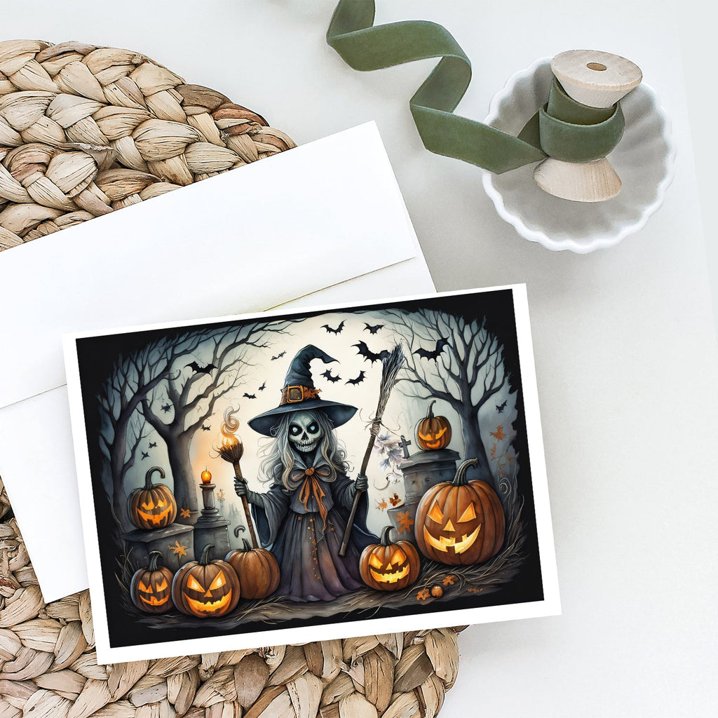Witch Spooky Halloween Greeting Cards Pack of 8 Blank Cards with Envelopes Whimsical A7 Size 5x7