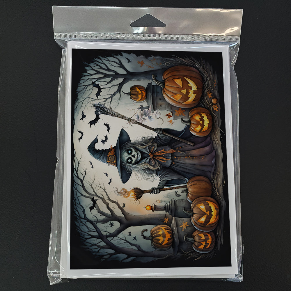 Witch Spooky Halloween Greeting Cards Pack of 8 Blank Cards with Envelopes Whimsical A7 Size 5x7