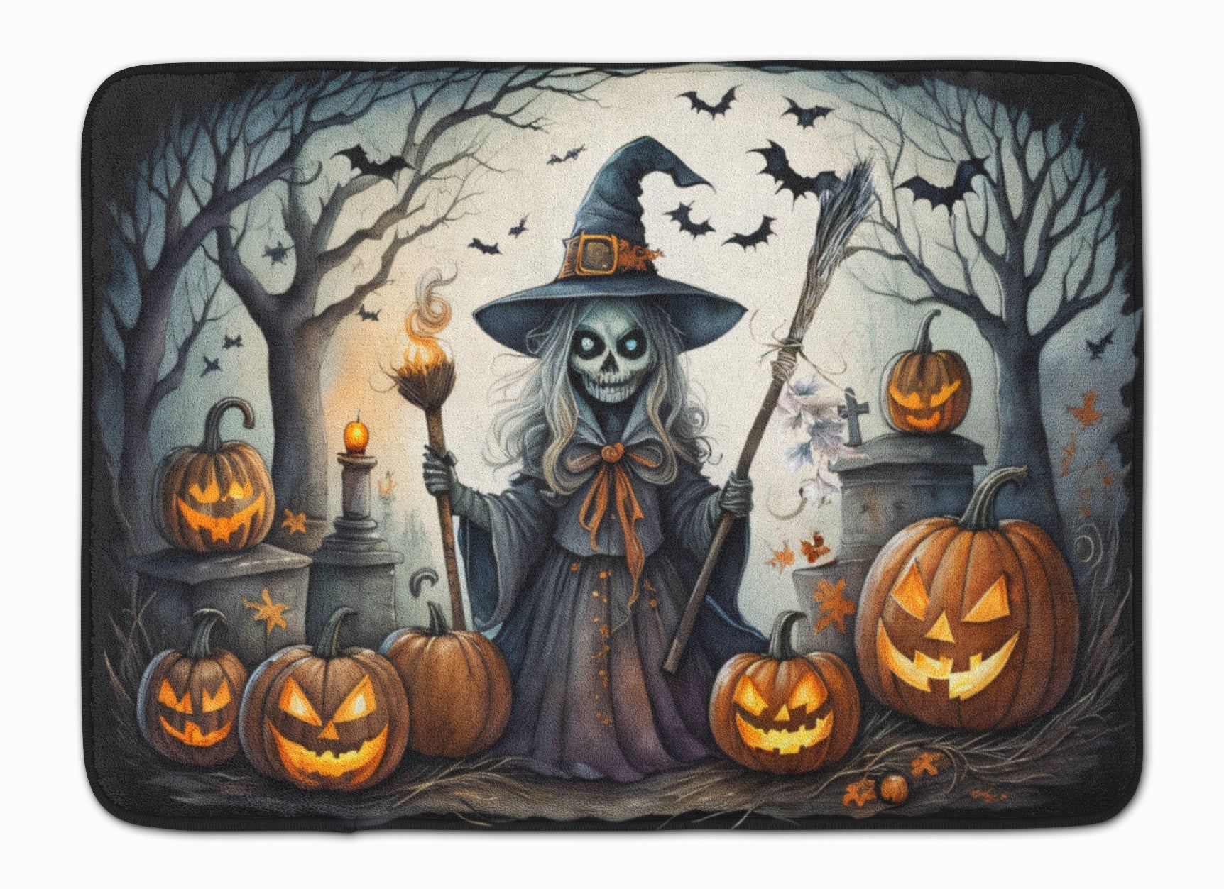 Witch Spooky Halloween Memory Foam Kitchen Mat Machine Washable Anti-Fatigue Cushion Comfort Bath or Kitchen Rug