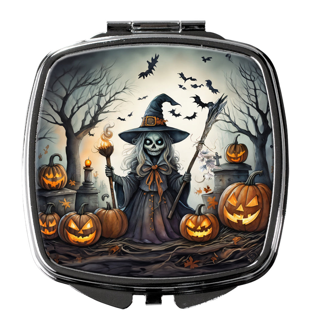 Witch Spooky Halloween Compact Mirror Decorative Travel Makeup Mirror for Women Girls Gifts Pocket Makeup Mirror Folding Handheld