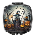 Witch Spooky Halloween Compact Mirror Decorative Travel Makeup Mirror for Women Girls Gifts Pocket Makeup Mirror Folding Handheld