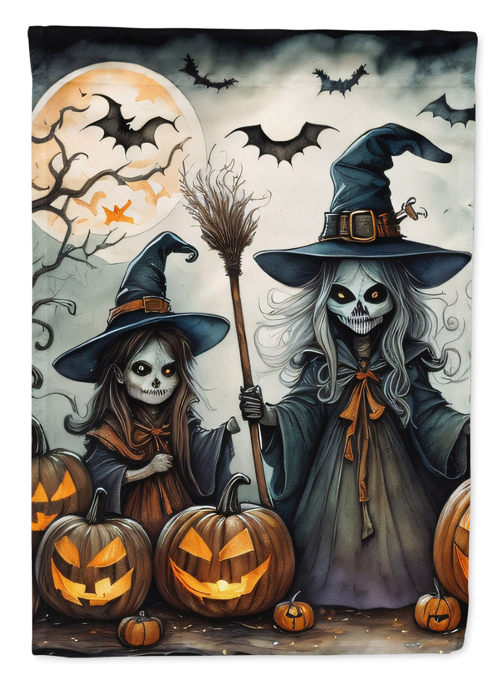 Witches Spooky Halloween House Flag 28x40 Porch Sleeve Pole Decorative Outside Yard Banner Artwork Wall Hanging, Polyester
