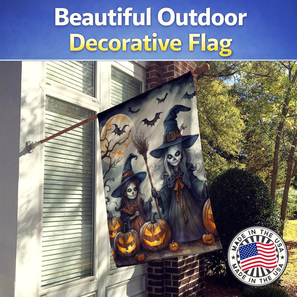Witches Spooky Halloween House Flag 28x40 Porch Sleeve Pole Decorative Outside Yard Banner Artwork Wall Hanging, Polyester