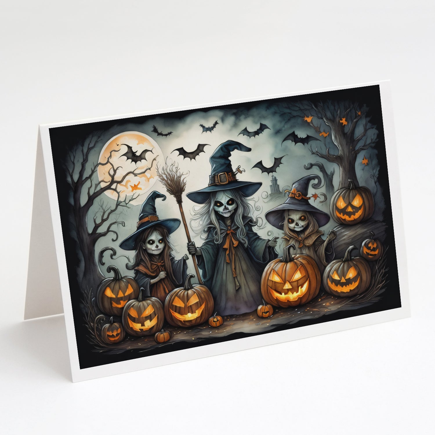 Witches Spooky Halloween Greeting Cards Pack of 8 Blank Cards with Envelopes Whimsical A7 Size 5x7