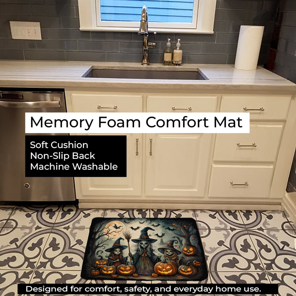 Witches Spooky Halloween Memory Foam Kitchen Mat Machine Washable Anti-Fatigue Cushion Comfort Bath or Kitchen Rug