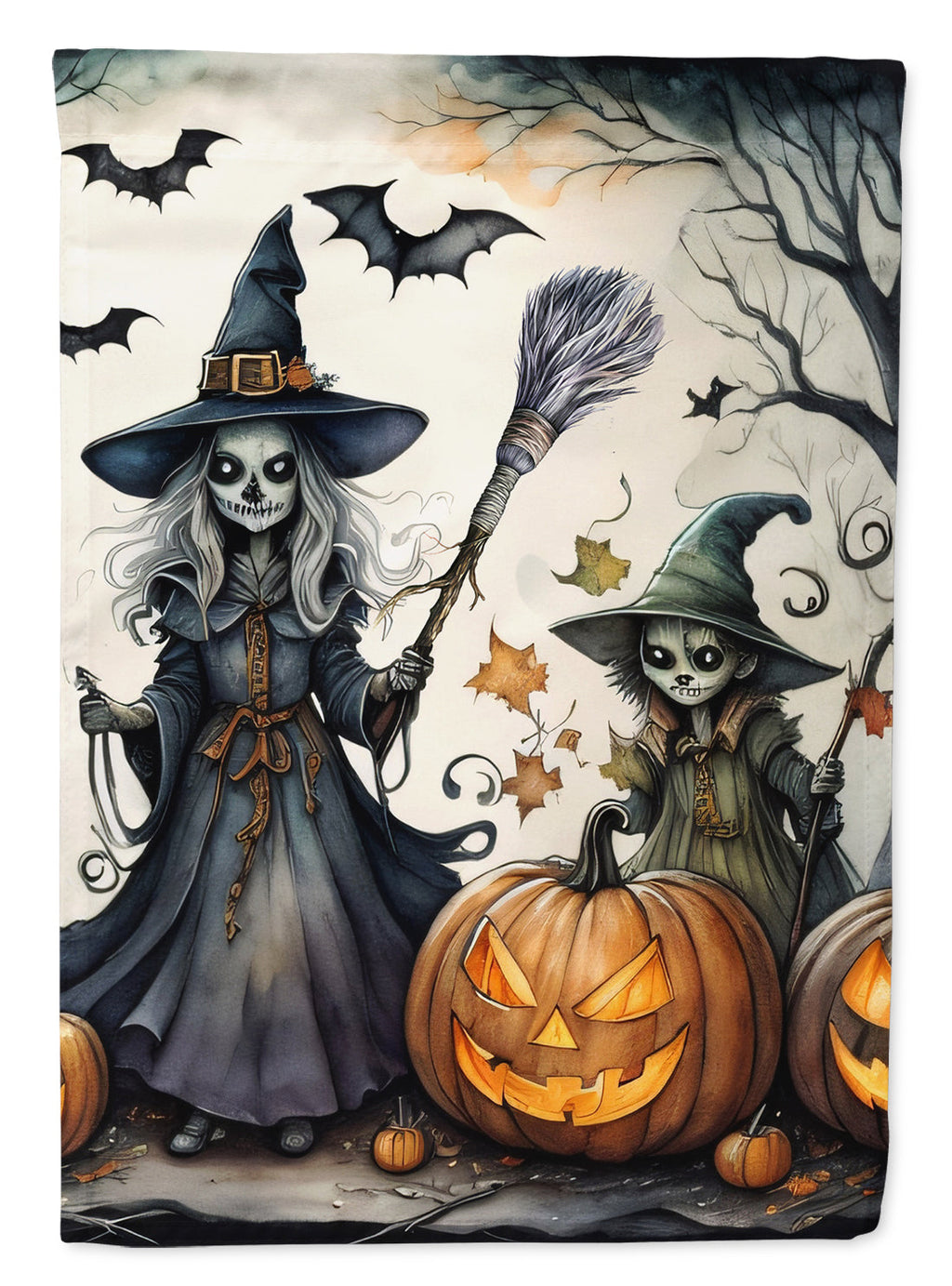 Witches Spooky Halloween House Flag 28x40 Porch Sleeve Pole Decorative Outside Yard Banner Artwork Wall Hanging, Polyester
