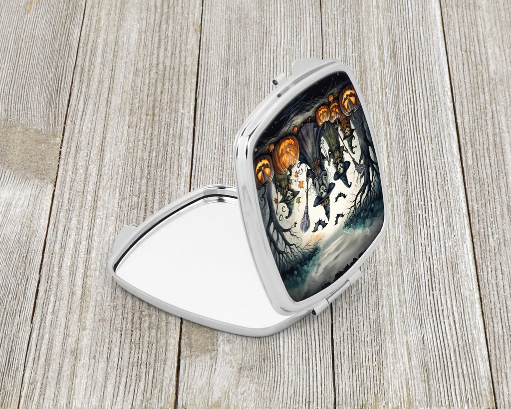 Witches Spooky Halloween Compact Mirror Decorative Travel Makeup Mirror for Women Girls Gifts Pocket Makeup Mirror Folding Handheld