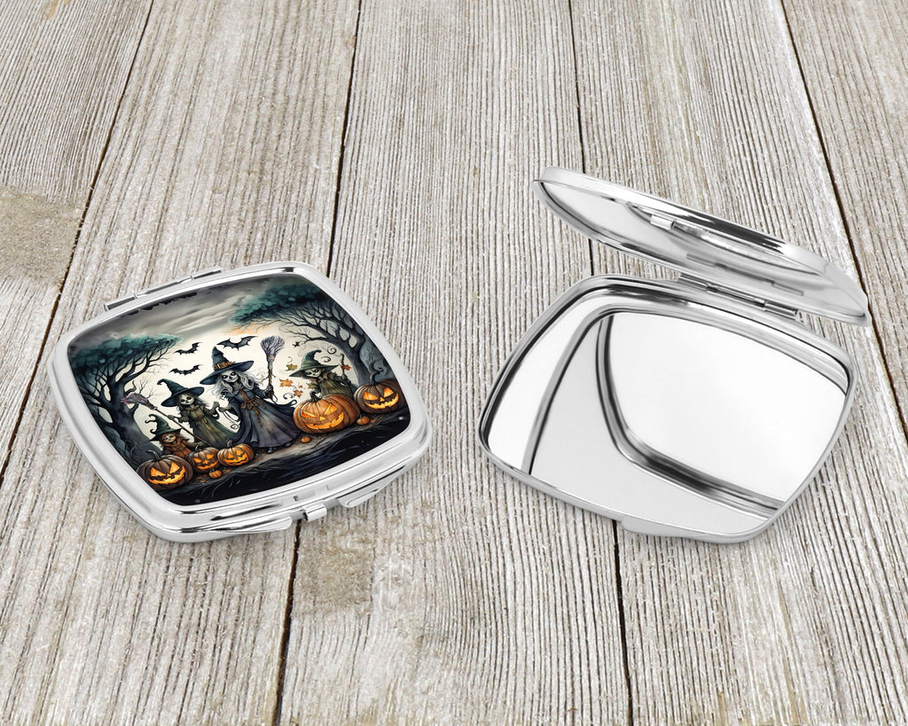 Witches Spooky Halloween Compact Mirror Decorative Travel Makeup Mirror for Women Girls Gifts Pocket Makeup Mirror Folding Handheld