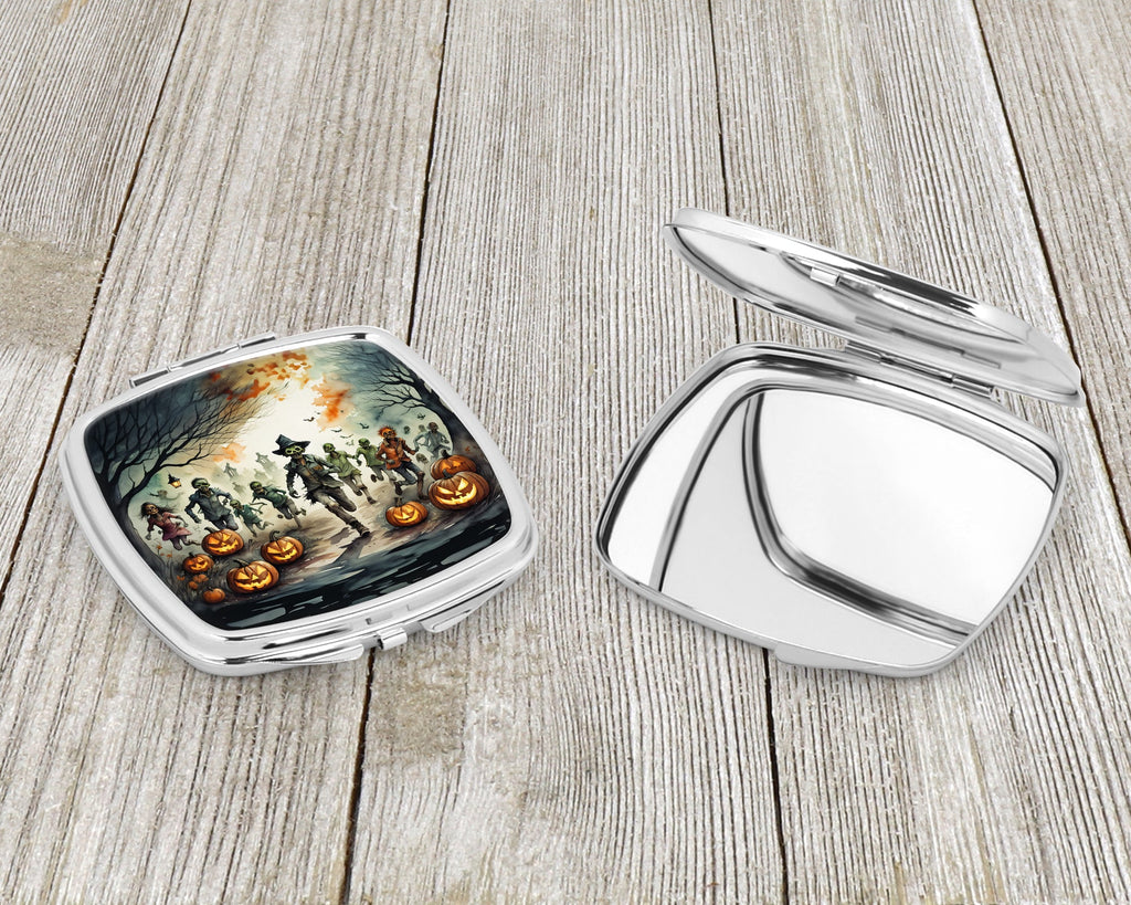 Zombies Spooky Halloween Compact Mirror Decorative Travel Makeup Mirror for Women Girls Gifts Pocket Makeup Mirror Folding Handheld