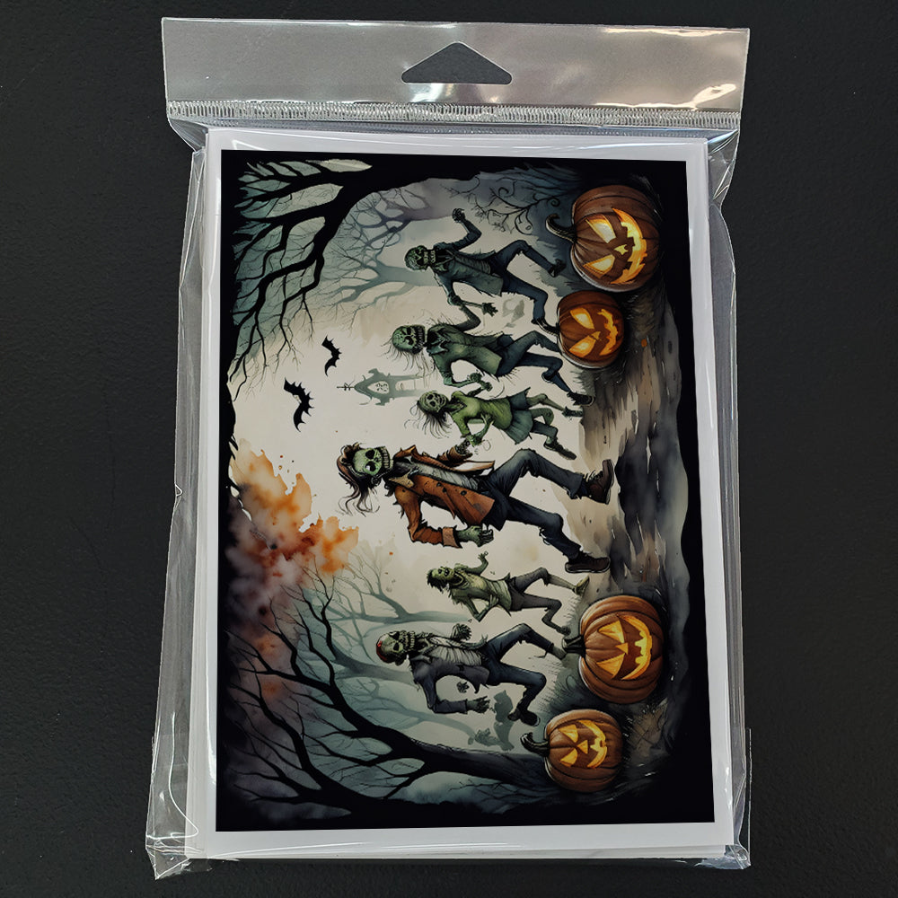 Zombies Spooky Halloween Greeting Cards Pack of 8 Blank Cards with Envelopes Whimsical A7 Size 5x7