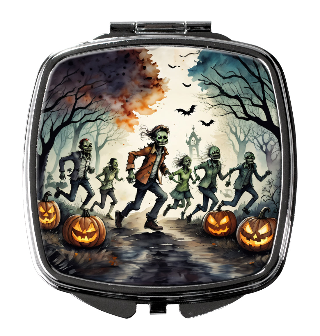 Zombies Spooky Halloween Compact Mirror Decorative Travel Makeup Mirror for Women Girls Gifts Pocket Makeup Mirror Folding Handheld