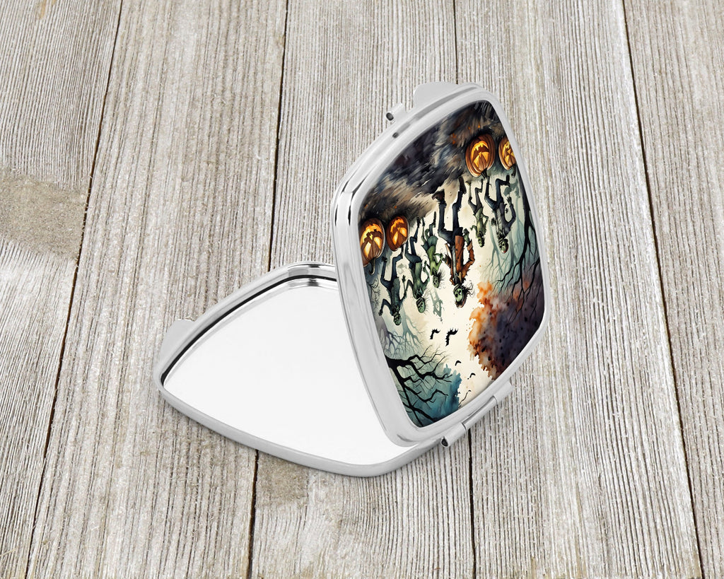 Zombies Spooky Halloween Compact Mirror Decorative Travel Makeup Mirror for Women Girls Gifts Pocket Makeup Mirror Folding Handheld