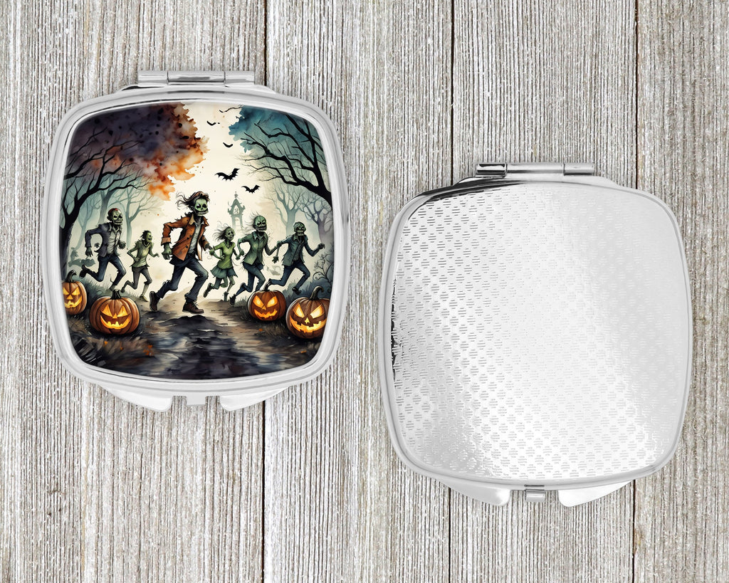 Zombies Spooky Halloween Compact Mirror Decorative Travel Makeup Mirror for Women Girls Gifts Pocket Makeup Mirror Folding Handheld