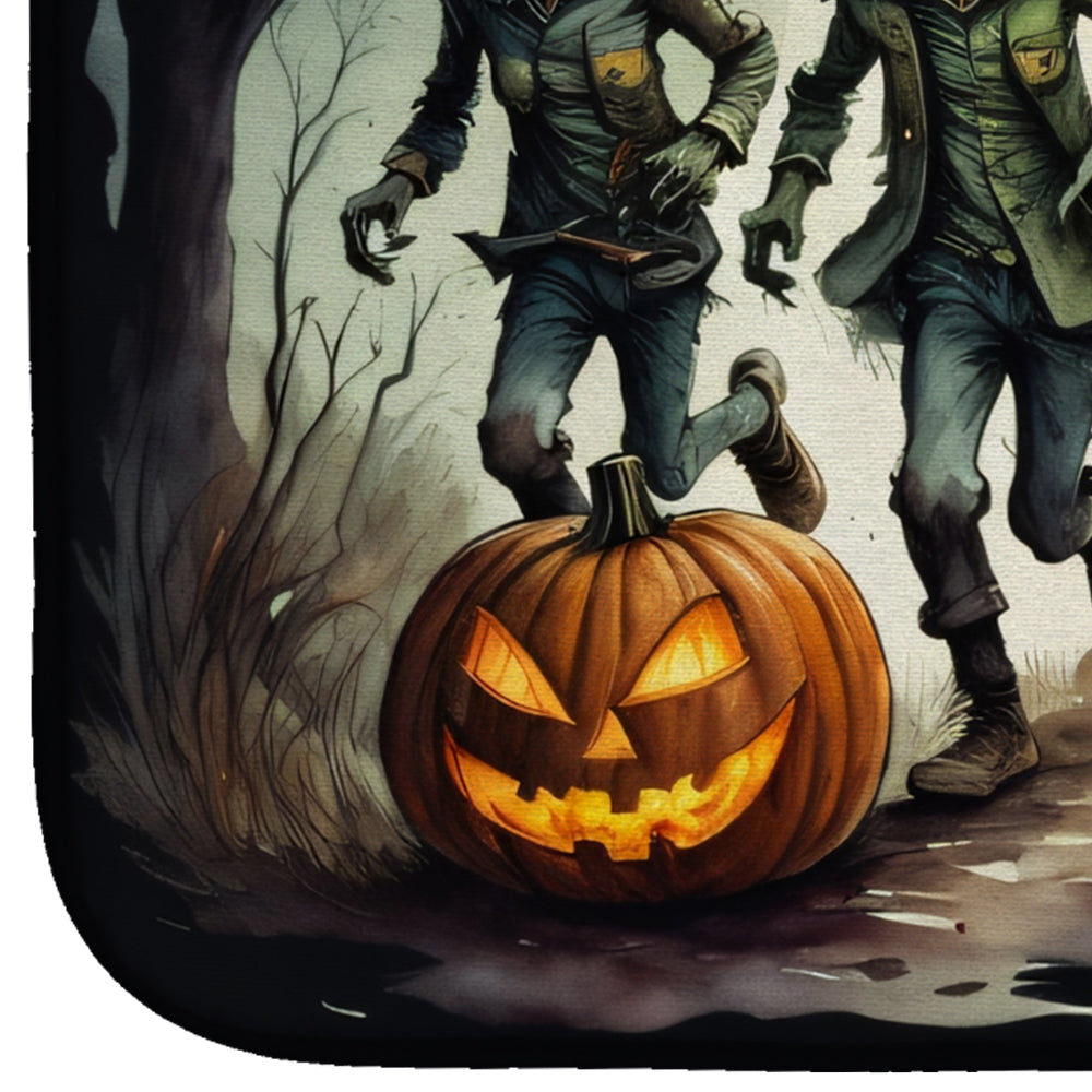 Zombies Spooky Halloween Dish Drying Mat Absorbent Dish Drying Mat Pad for Kitchen Counter Dish Drainer Mat for Countertop, 14 x 21", Multicolor