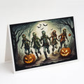 Zombies Spooky Halloween Greeting Cards Pack of 8 Blank Cards with Envelopes Whimsical A7 Size 5x7