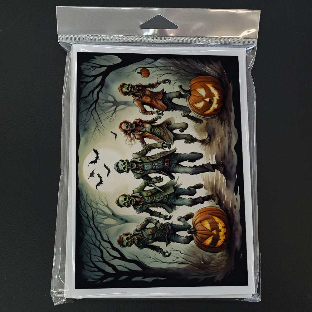 Zombies Spooky Halloween Greeting Cards Pack of 8 Blank Cards with Envelopes Whimsical A7 Size 5x7