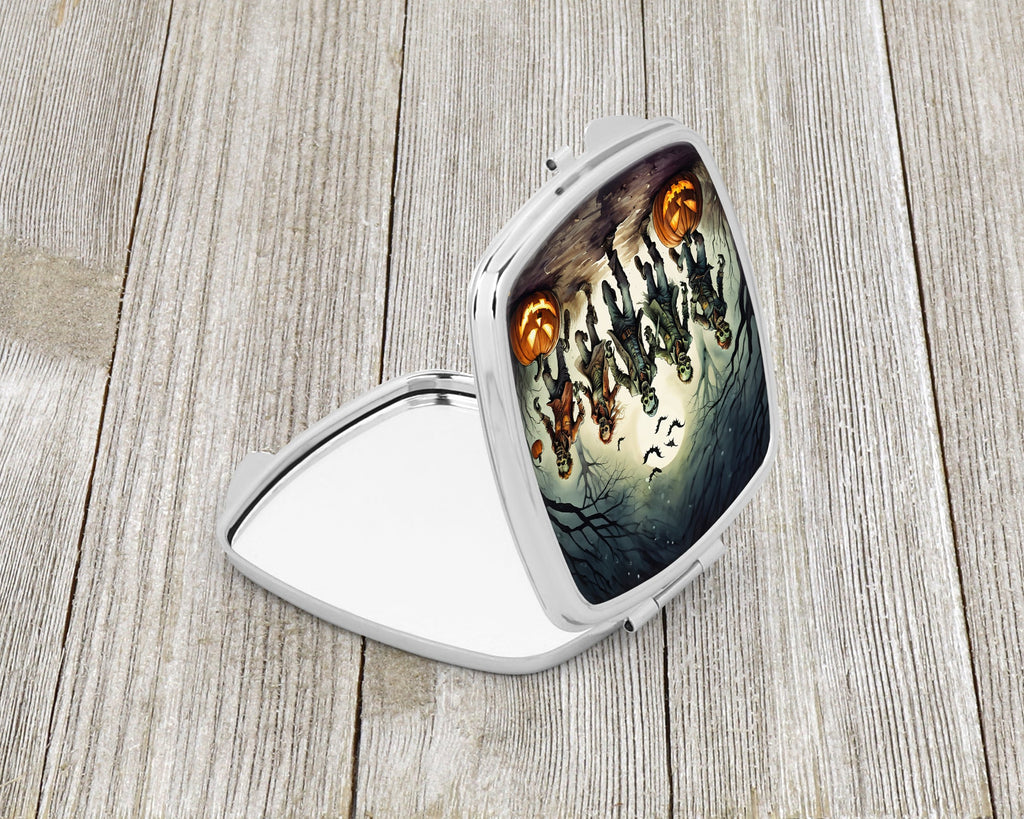 Zombies Spooky Halloween Compact Mirror Decorative Travel Makeup Mirror for Women Girls Gifts Pocket Makeup Mirror Folding Handheld