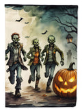 Zombies Spooky Halloween House Flag 28x40 Porch Sleeve Pole Decorative Outside Yard Banner Artwork Wall Hanging, Polyester
