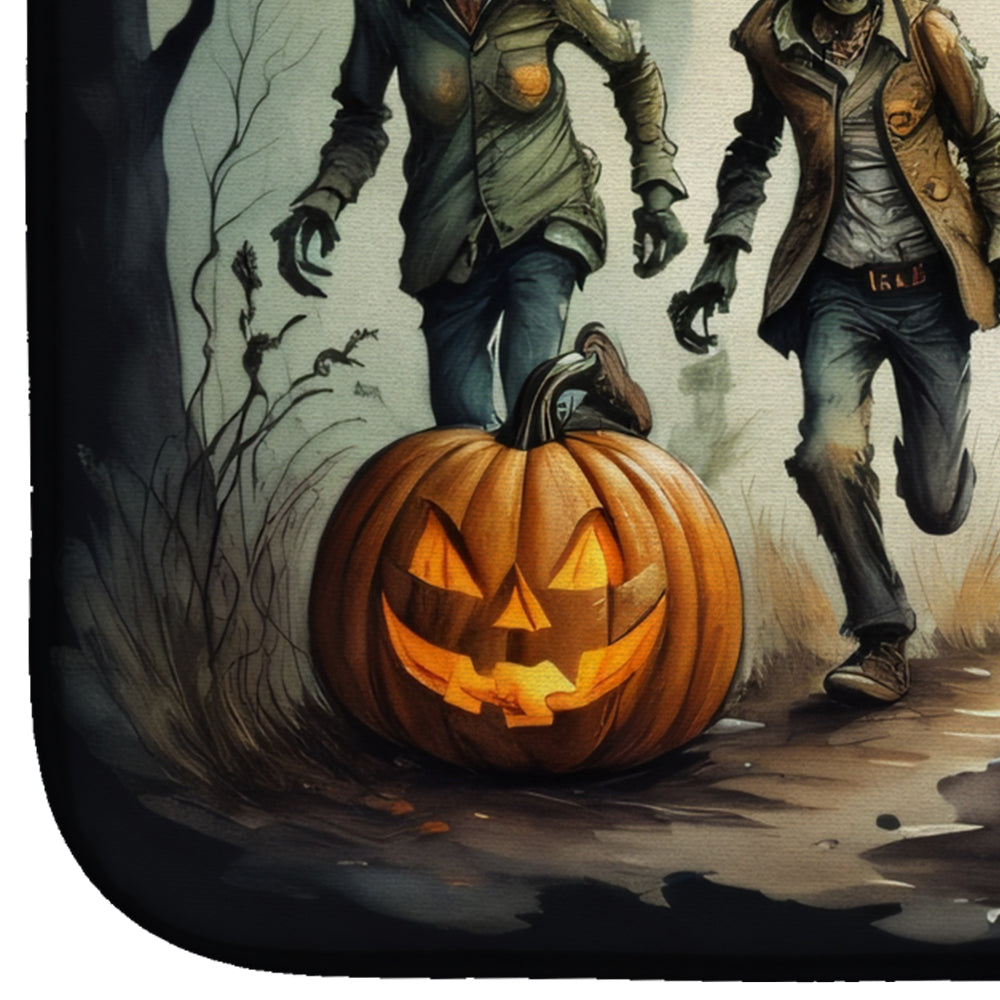 Zombies Spooky Halloween Dish Drying Mat Absorbent Dish Drying Mat Pad for Kitchen Counter Dish Drainer Mat for Countertop, 14 x 21", Multicolor