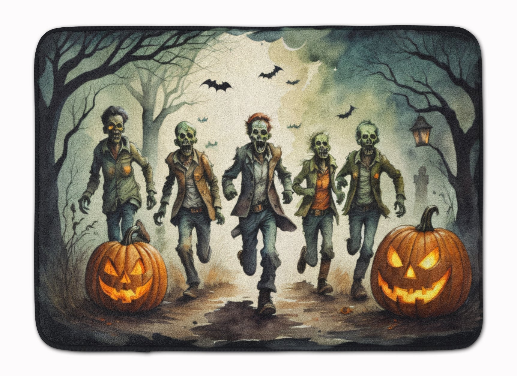 Zombies Spooky Halloween Memory Foam Kitchen Mat Machine Washable Anti-Fatigue Cushion Comfort Bath or Kitchen Rug