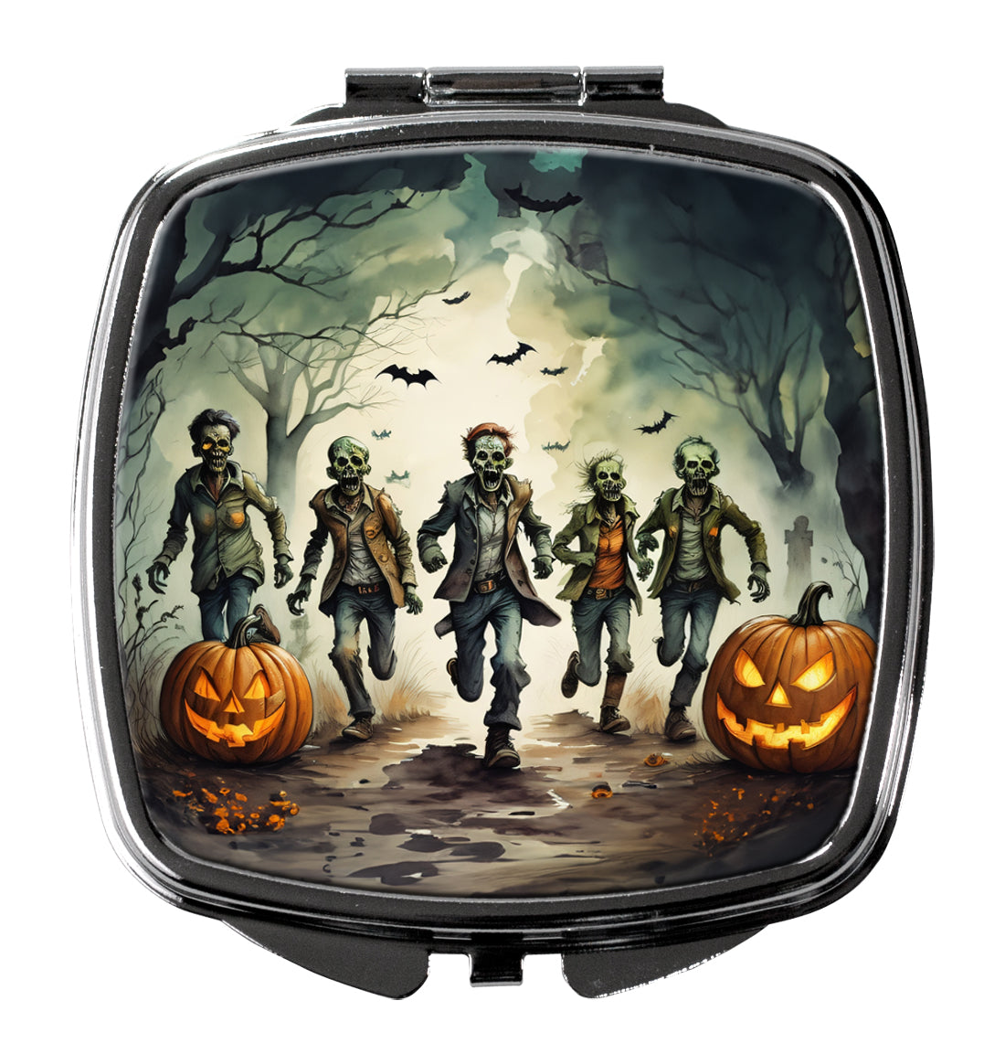 Zombies Spooky Halloween Compact Mirror Decorative Travel Makeup Mirror for Women Girls Gifts Pocket Makeup Mirror Folding Handheld