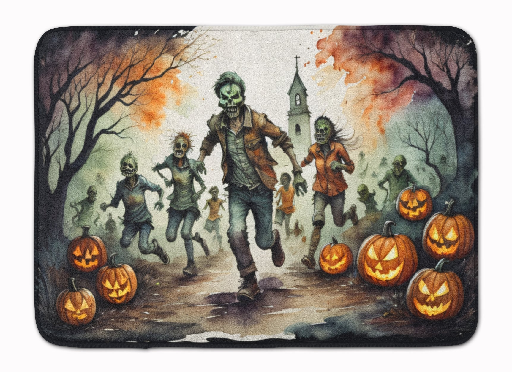 Zombies Spooky Halloween Memory Foam Kitchen Mat Machine Washable Anti-Fatigue Cushion Comfort Bath or Kitchen Rug