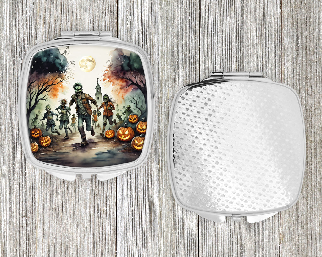 Zombies Spooky Halloween Compact Mirror Decorative Travel Makeup Mirror for Women Girls Gifts Pocket Makeup Mirror Folding Handheld