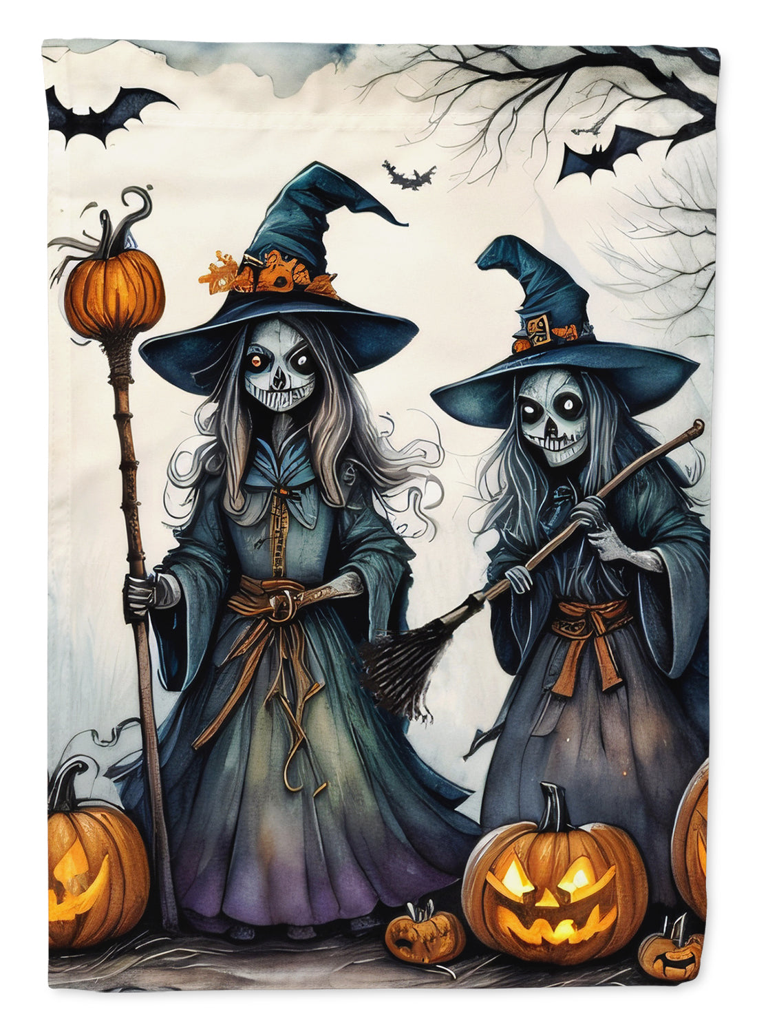 Witches Spooky Halloween House Flag 28x40 Porch Sleeve Pole Decorative Outside Yard Banner Artwork Wall Hanging, Polyester