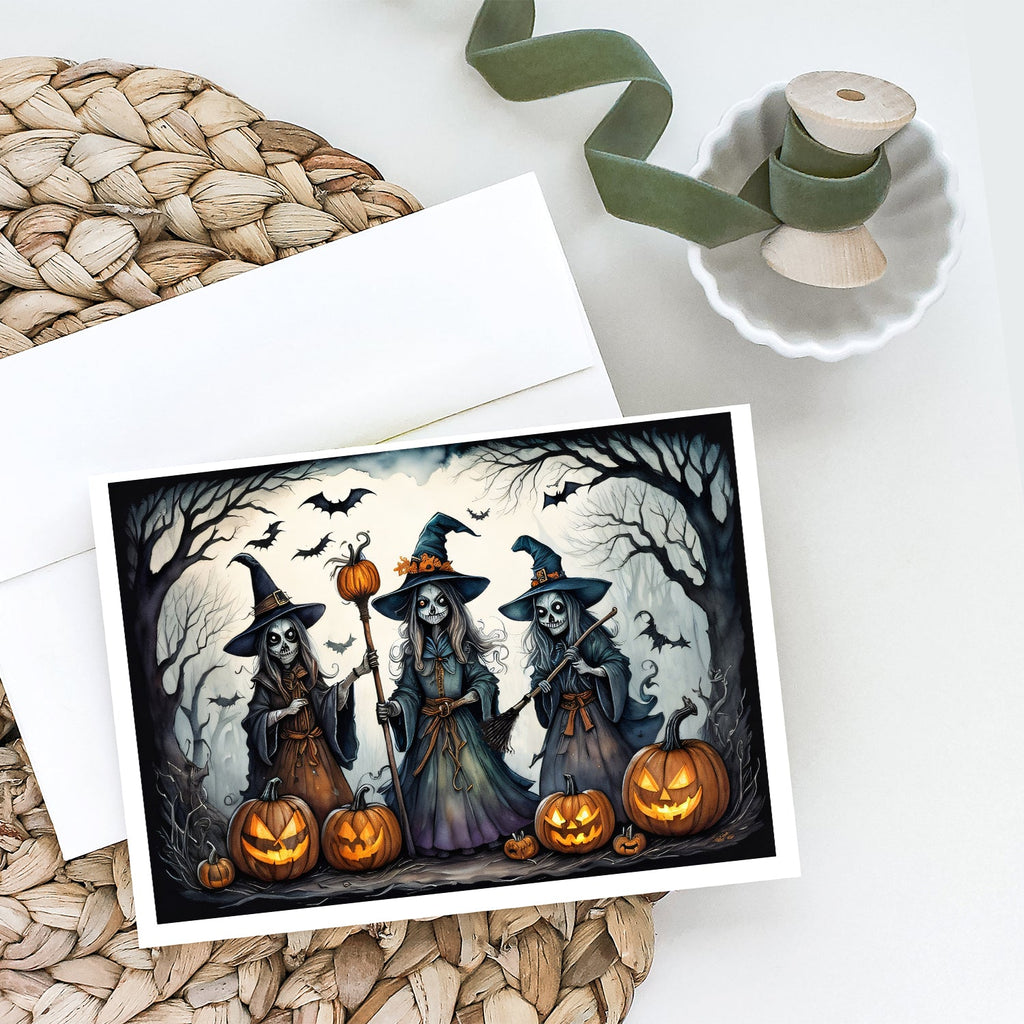 Witches Spooky Halloween Greeting Cards Pack of 8 Blank Cards with Envelopes Whimsical A7 Size 5x7