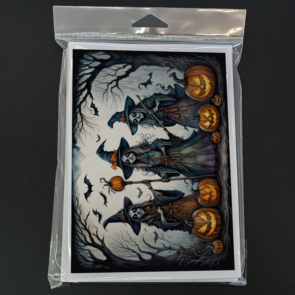 Witches Spooky Halloween Greeting Cards Pack of 8 Blank Cards with Envelopes Whimsical A7 Size 5x7