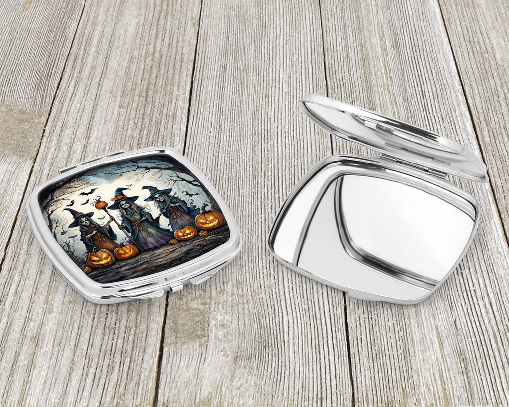 Witches Spooky Halloween Compact Mirror Decorative Travel Makeup Mirror for Women Girls Gifts Pocket Makeup Mirror Folding Handheld
